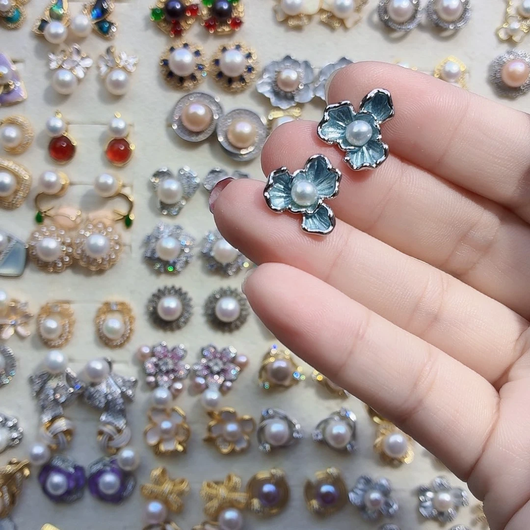 合金淡水珍珠耳饰