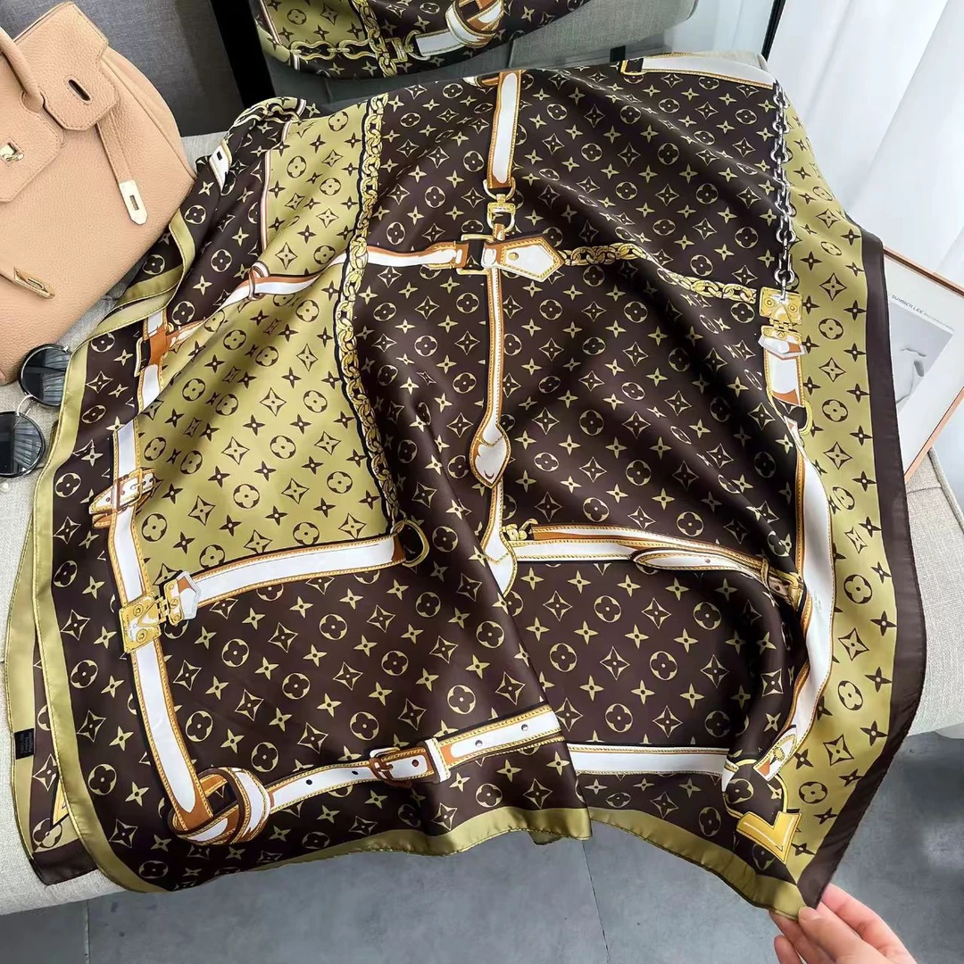 【绿色链条】90*180新款时尚百搭丝巾围巾披肩#3131