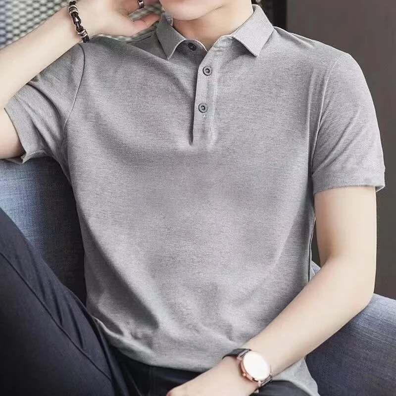 外贸polo衫男尾单剪标夏季翻领t恤冰丝冰感男士有领体恤运动时尚