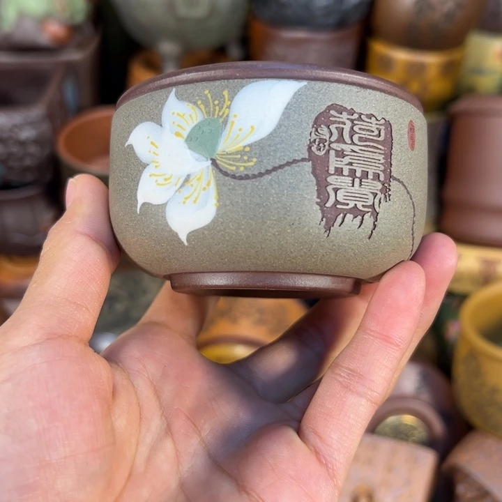 紫砂茶杯宜兴紫杯子