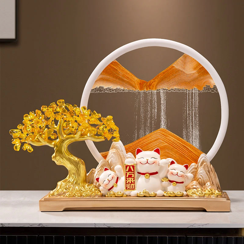 八方来财发财树招财猫摆件办公室客厅酒柜装饰品乔迁开业礼物大吉