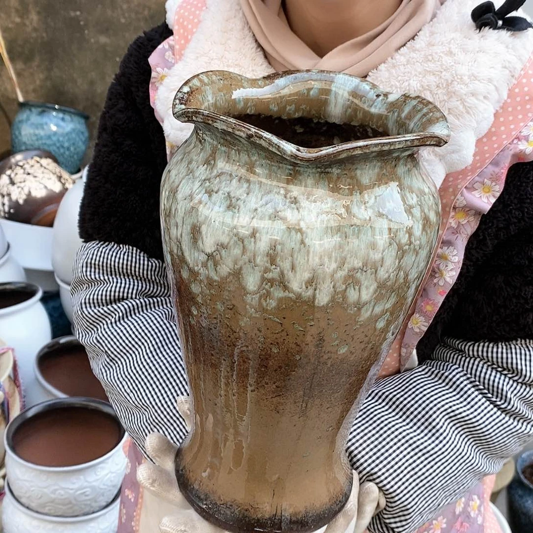 紫砂花盆瑕疵口17高30