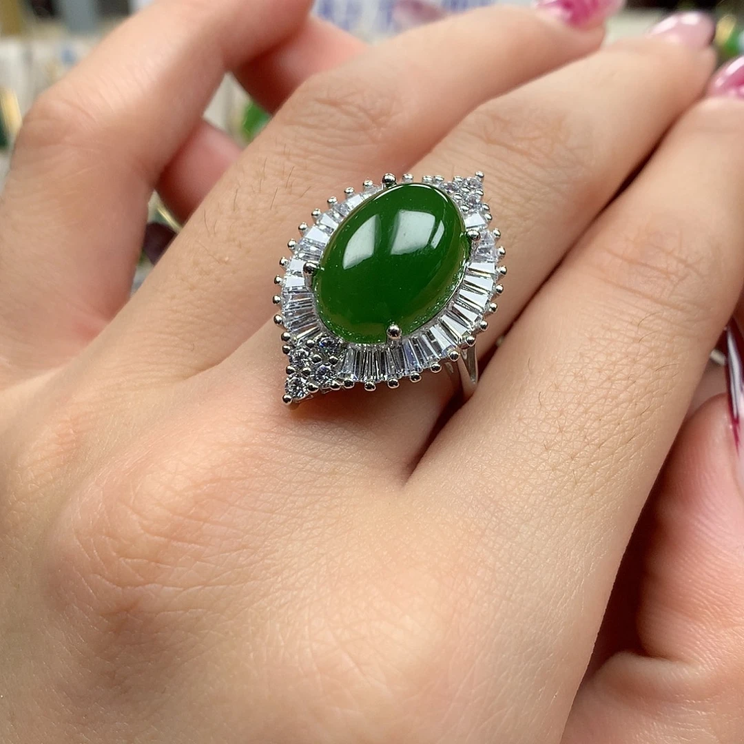 和田玉未镶嵌戒指10×14