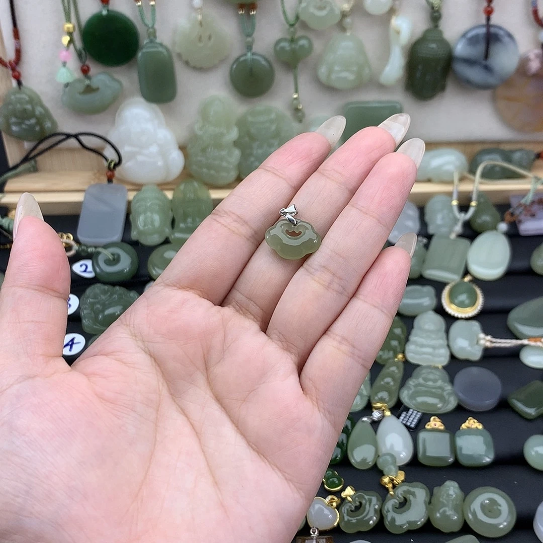 吊坠(不含链)银S925镶嵌和田玉