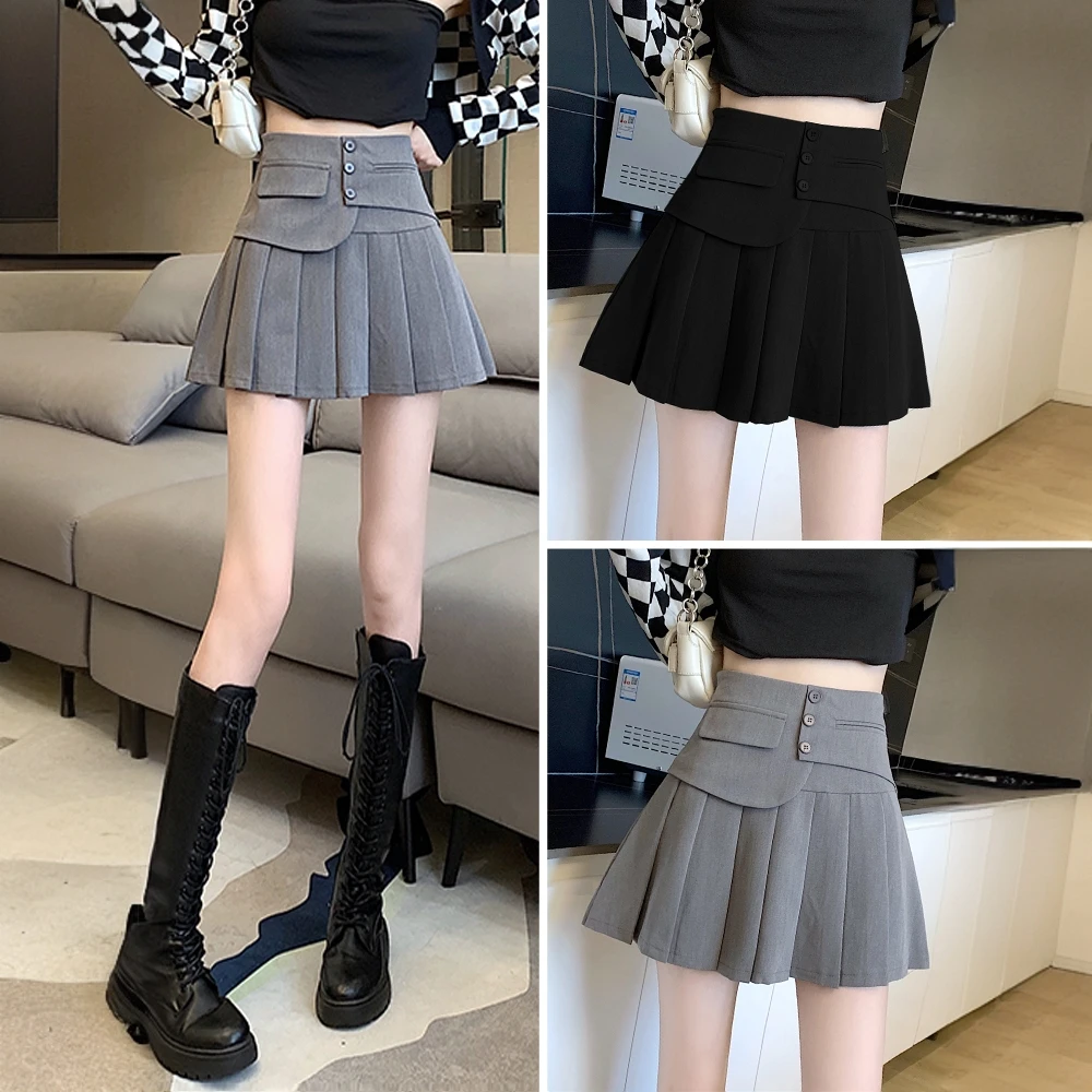 2025胖mm秋季新款时尚气质百褶短裙半身裙高腰显瘦灰色a字大摆裙