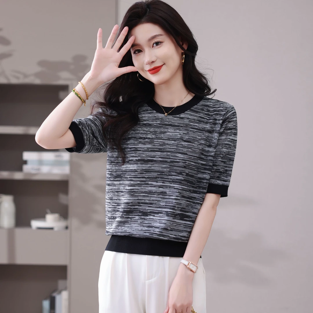 品牌大码女装夏季天丝100%短袖T恤女薄款宽松显瘦针织莱赛尔上衣