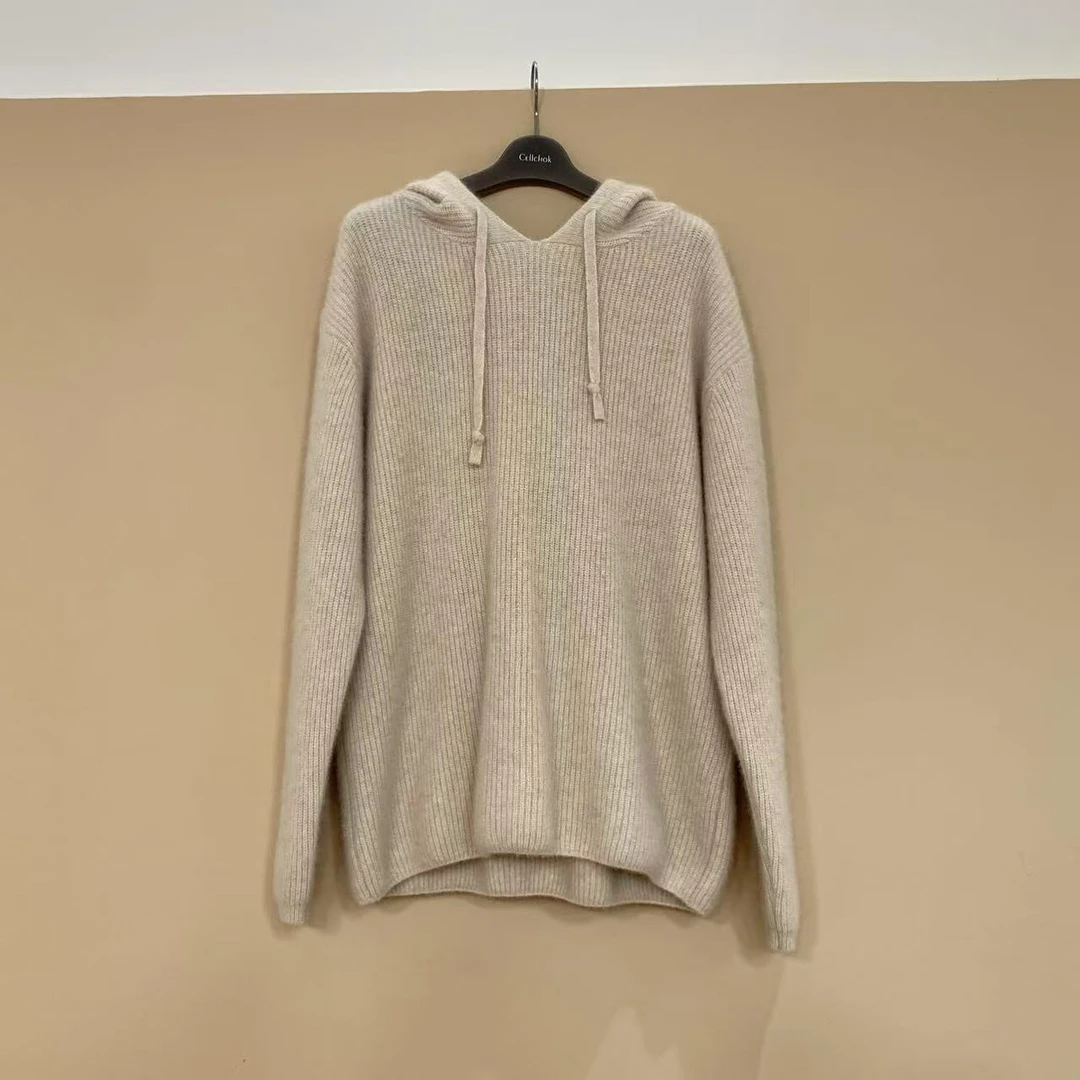 饭饭FANN COLLECTION 浣熊绒羊毛连帽针织衫FANNQ101