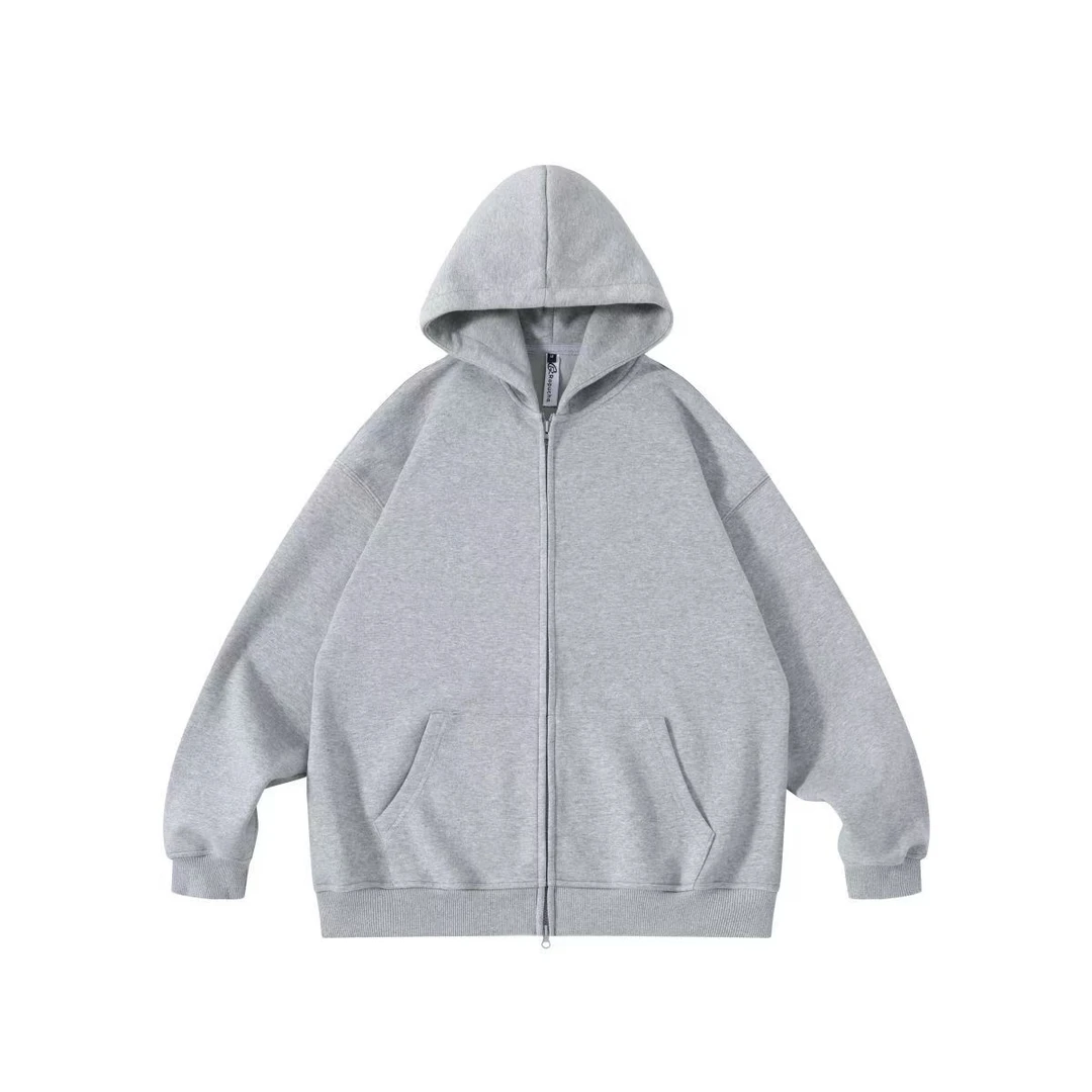 420g重磅休闲纯色上衣新款连帽开衫加绒卫衣纯色上衣连帽多巴胺