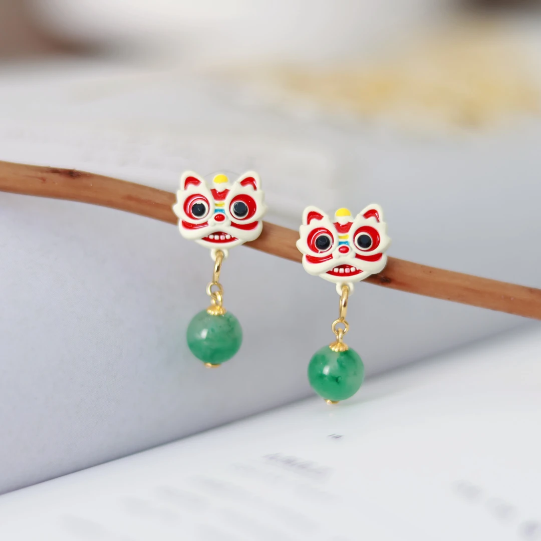 醒狮耳钉｜天然非洲翠耳钉｜保色合金｜多样性发货 发其一｜