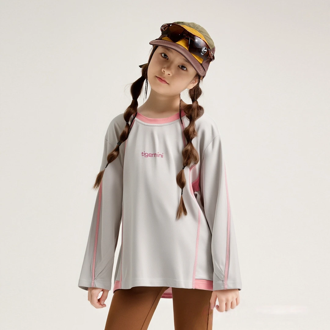 春季夏季春秋速干T恤秋季运动速干套头女童打底长袖