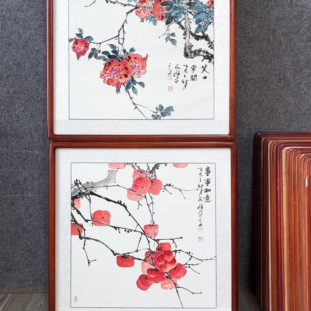 国画书画作品带框63×63
