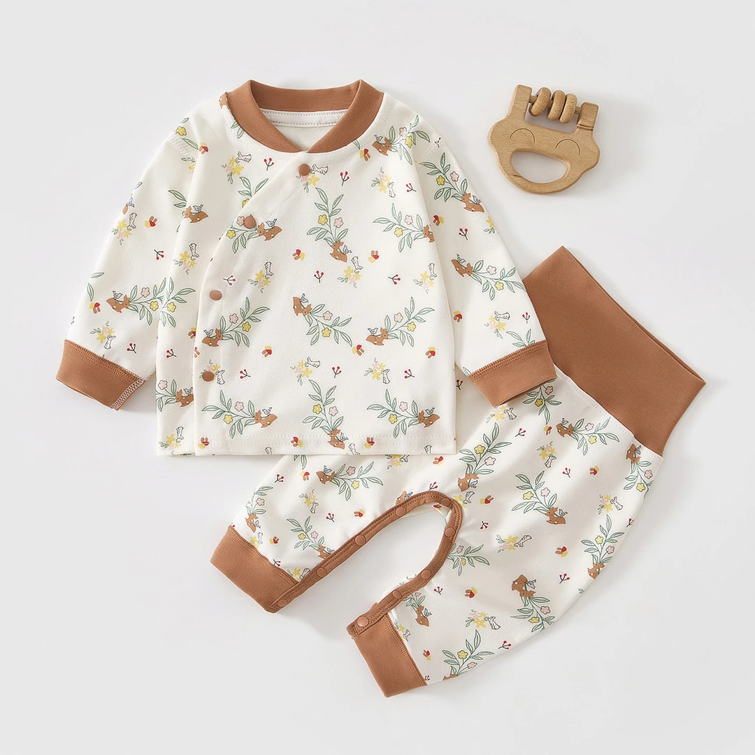 宝宝保暖内衣套装秋衣秋裤纯棉婴幼儿高腰护肚服儿童分体打底春秋