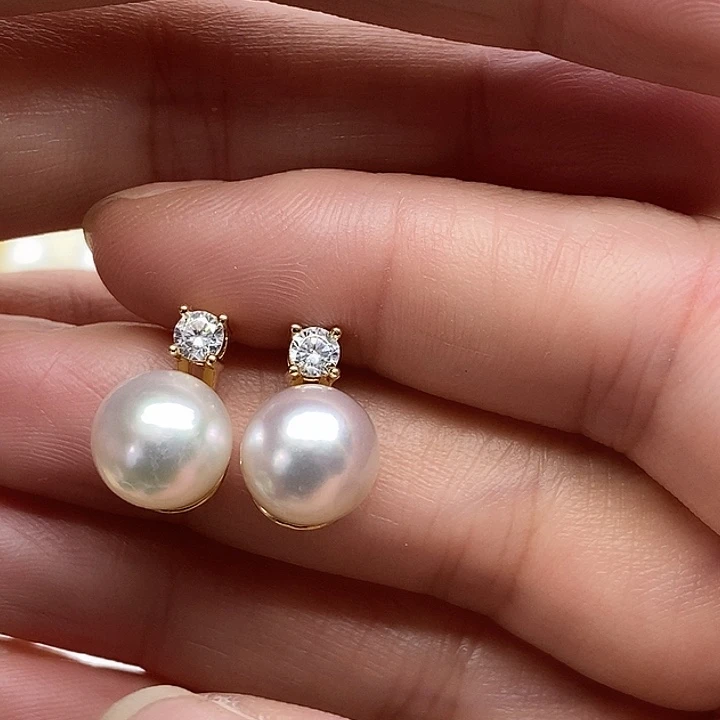 银S925镶嵌海水珍珠耳饰