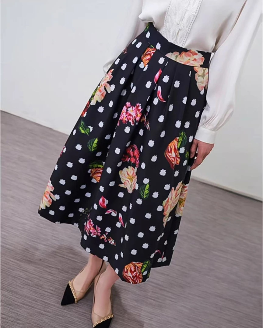 【高奢•墨雪】NN3421高级感重工显瘦气质半身裙高腰休闲长款