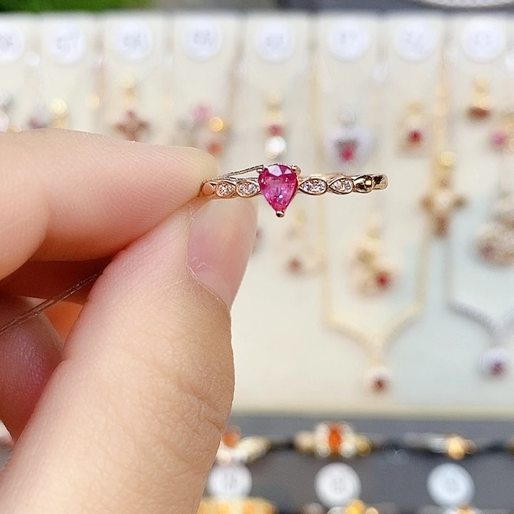 戒指红宝石银S925镶嵌