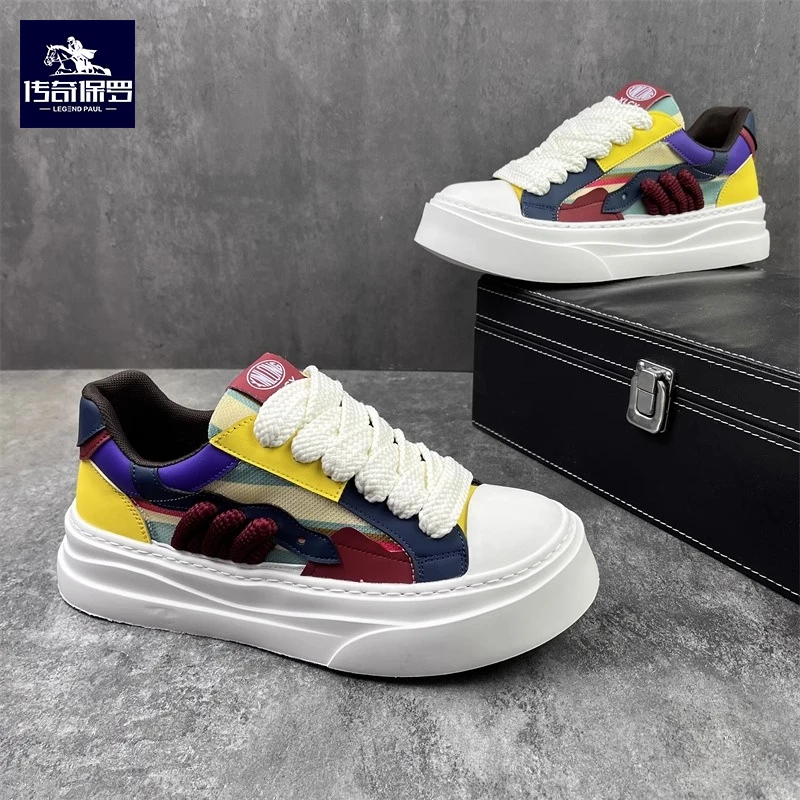 传奇保罗帆布男鞋夏季透气学生休闲运动鞋潮流厚底百搭低帮平板鞋