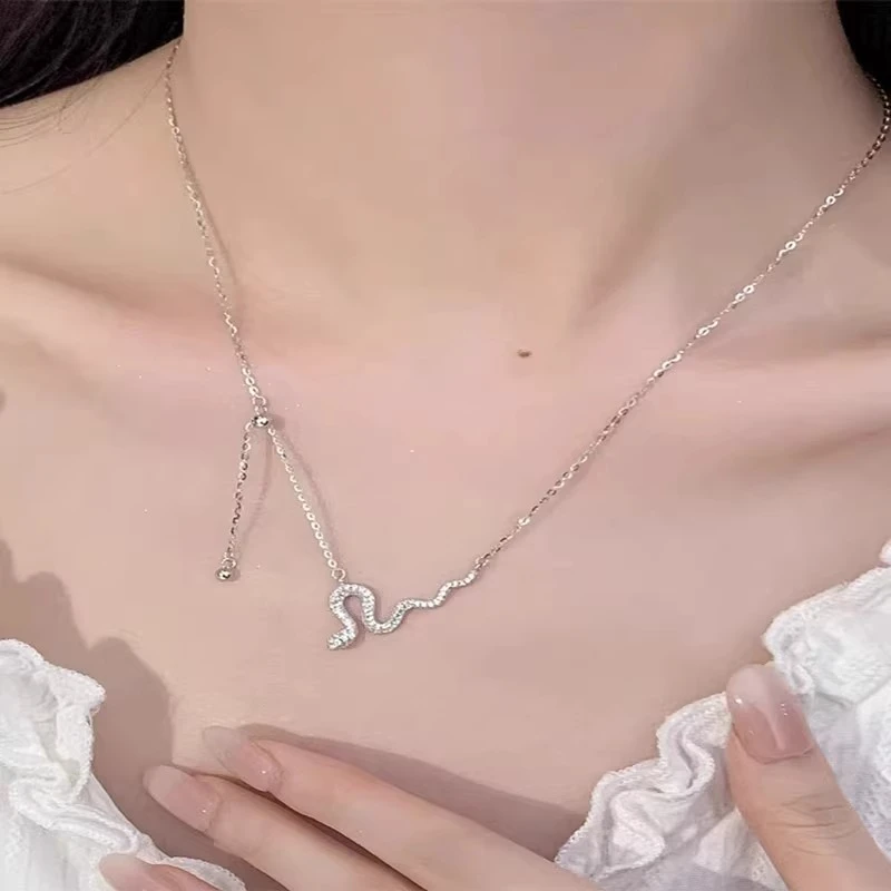 合金项链 仿满钻灵蛇流苏项链女2025新款锁骨链精致百搭