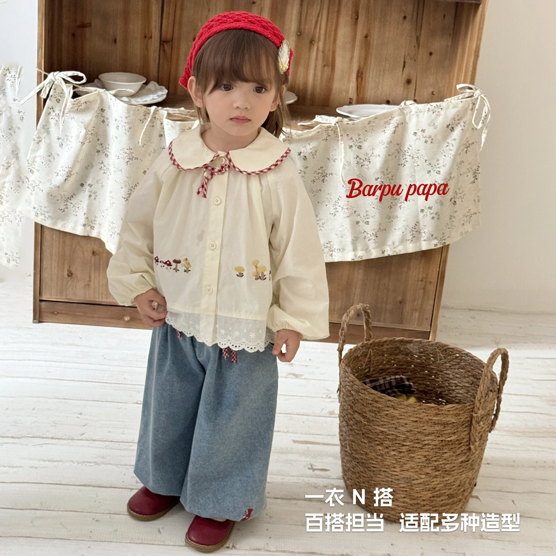 PAPA~韩系25秋女童清爽绣花衬衫-71160