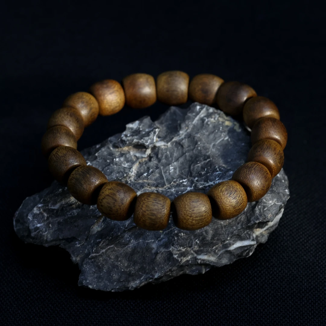 沉香《臻藏定制好礼》金丝糖结黄奇楠沉香1.2鼓珠沉水手串017981