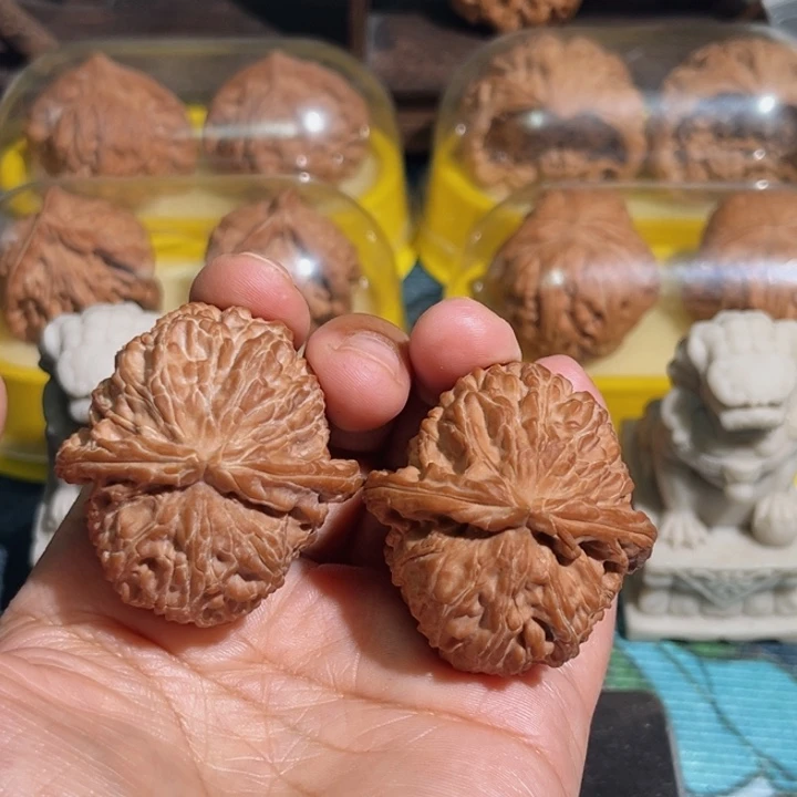 老***底把件文玩核桃白狮子