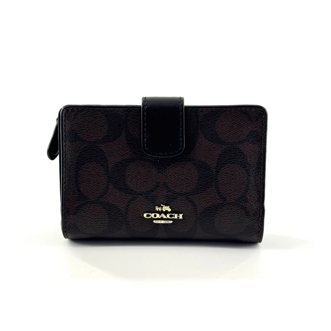 未使用 COACH/蔻驰 Coach蔻驰黑棕色老花卡包 钱包（6261）