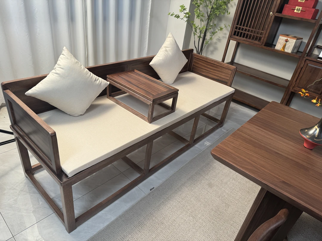 新中式全实木如意罗汉床简约客厅书房阳台办公室茶桌椅禅意