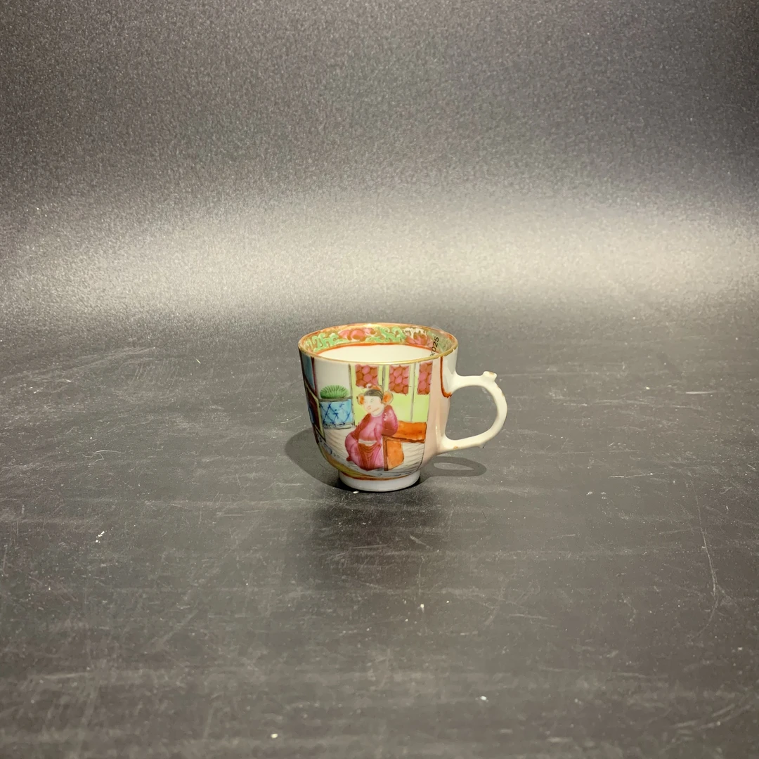 C-A0905248 清中期 广彩人物故事杯 高度5.6直径8