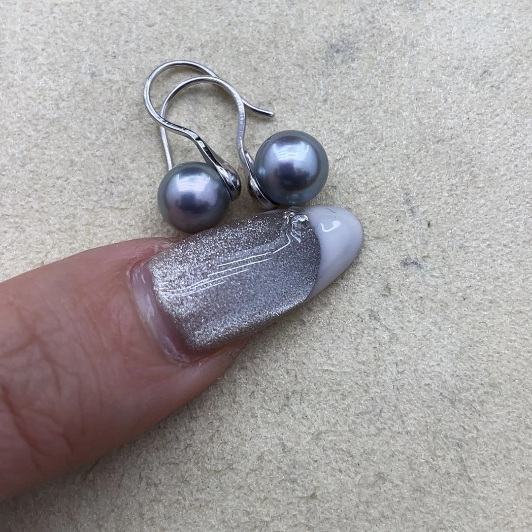 海水珍珠耳饰银S925镶嵌