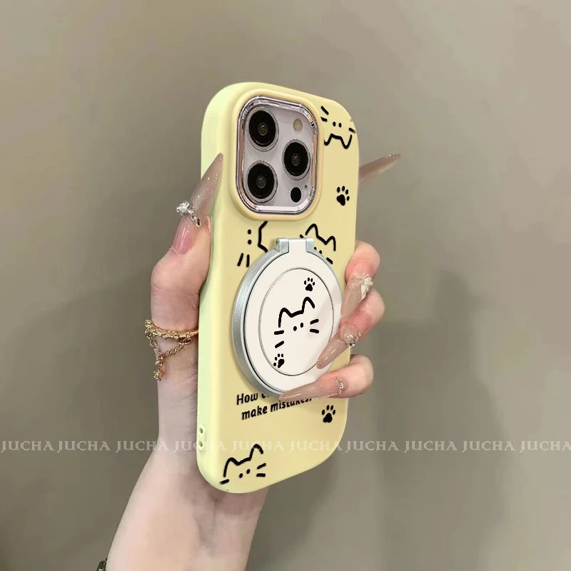 简笔小猫适用苹果17air手机壳高颜值红米note14防摔opporeno14pro