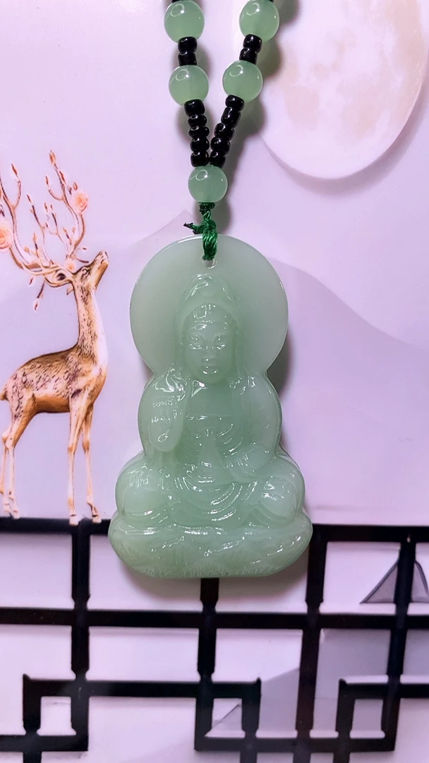 精雕款浅绿色滴水观音双面观音时尚百搭男女同款