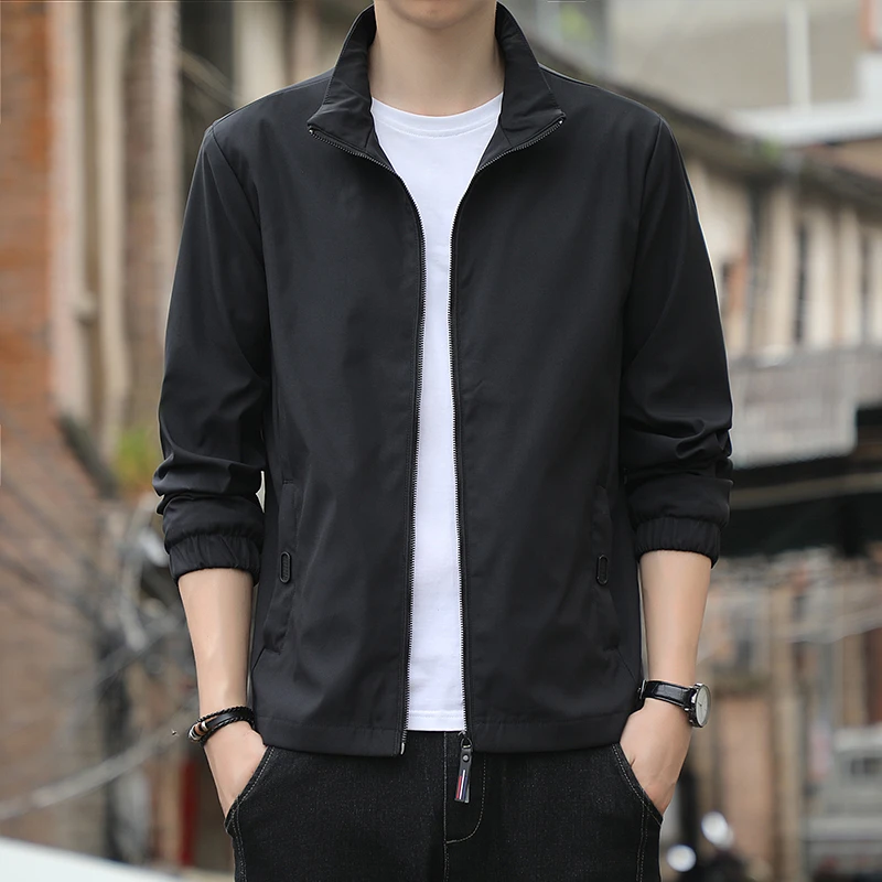 夹克外套男士春秋季2024新款时尚潮流宽松舒适百搭立领长袖上衣服
