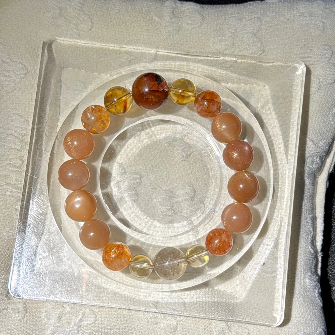 天然红胶花原创设计时尚百搭水晶手串