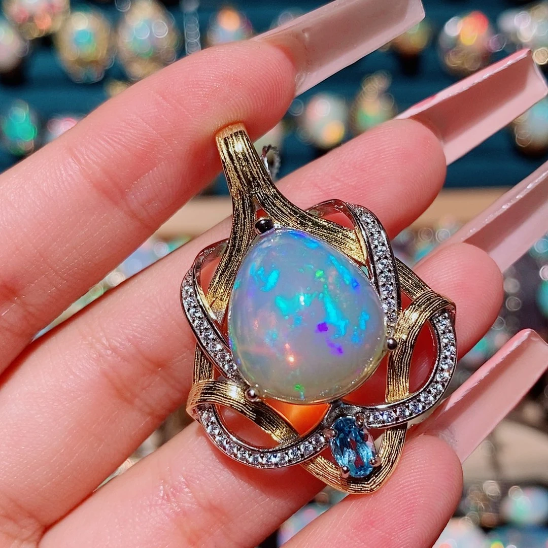 欧泊银S925镶嵌吊坠