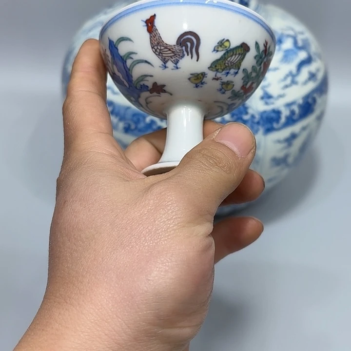 陶摆件陶瓷纯手工高足杯