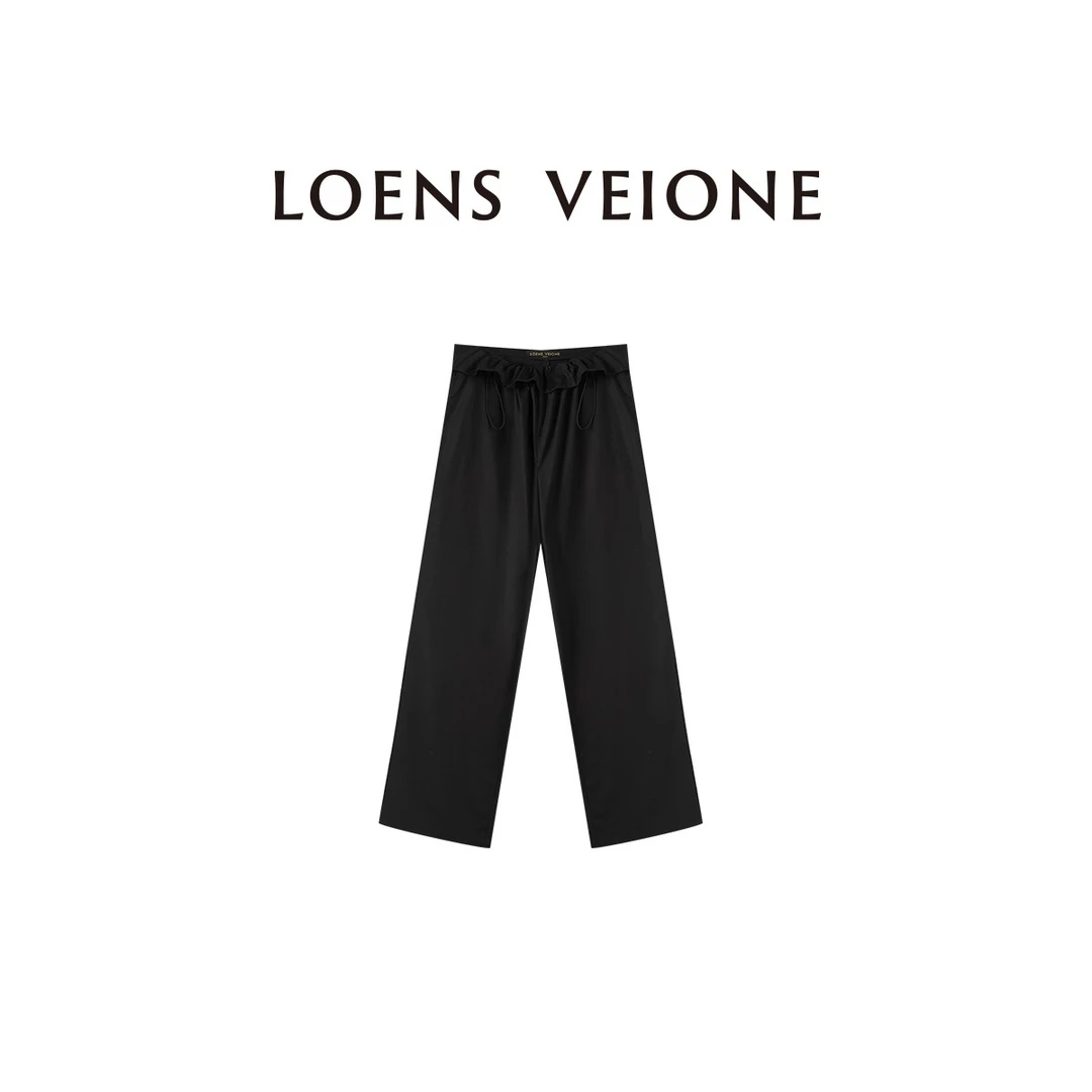 LOENS VEIONE/罗拉【鲲之梦境】纯棉轻奢拼边直筒时装裤24CVDG0343N