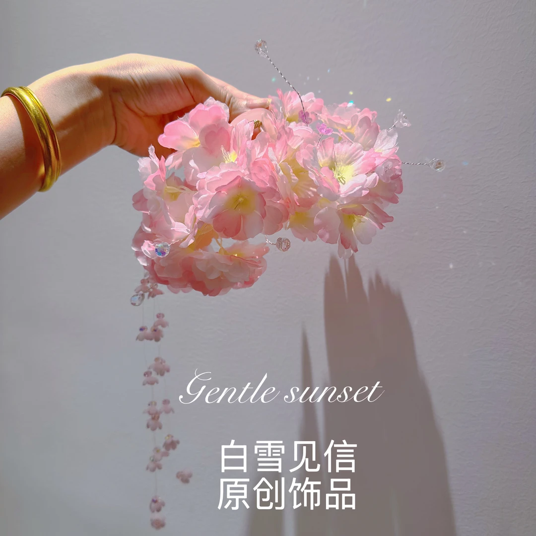 【似水年华】雪雪原创超仙古风花朵甜美抓夹