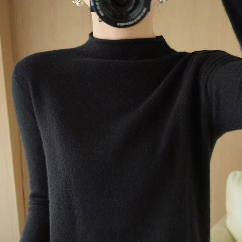 【纯黑打底】秋冬款简约百搭纯色打底衫
