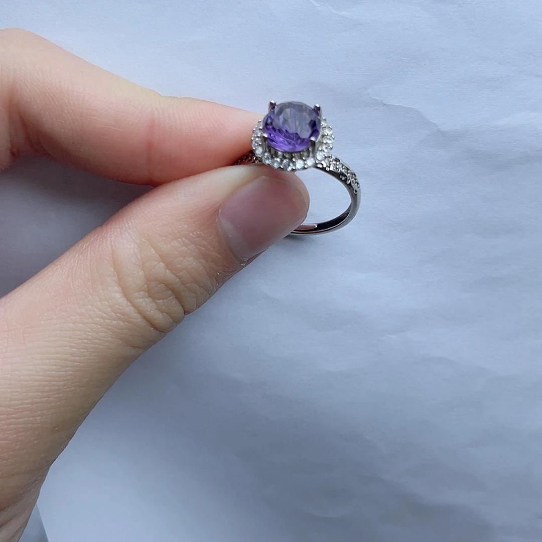 紫晶戒指。k k银S925镶嵌