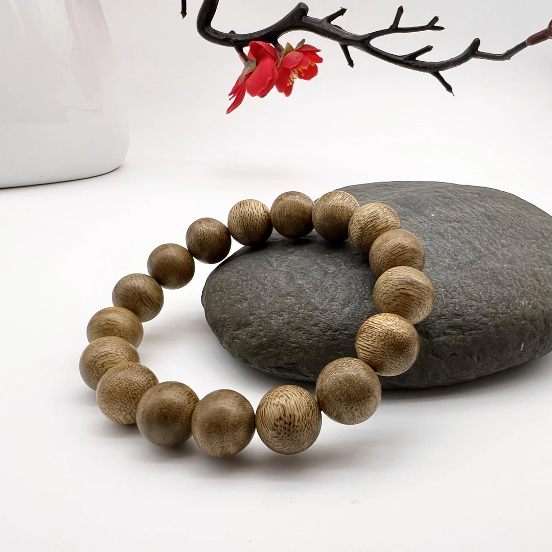 【国香系列】海南黄油格白木香1.2圆珠单圈自然结香沉香手串