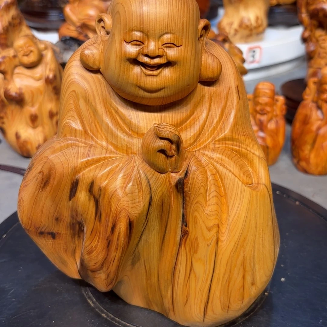 木太行崖柏弥勒佛