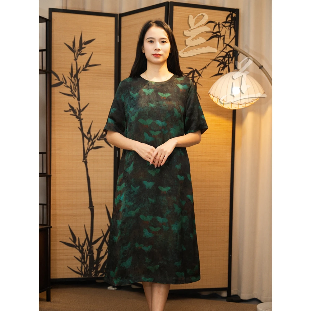 【兰芷】新中式国风夏季圆领女装连衣裙