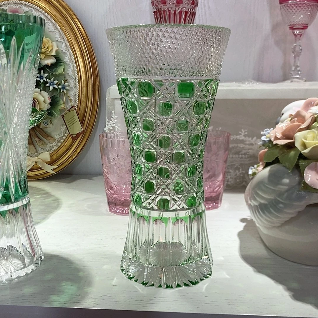 摆件QB0037福利进口水晶祖母绿小蛮腰花瓶