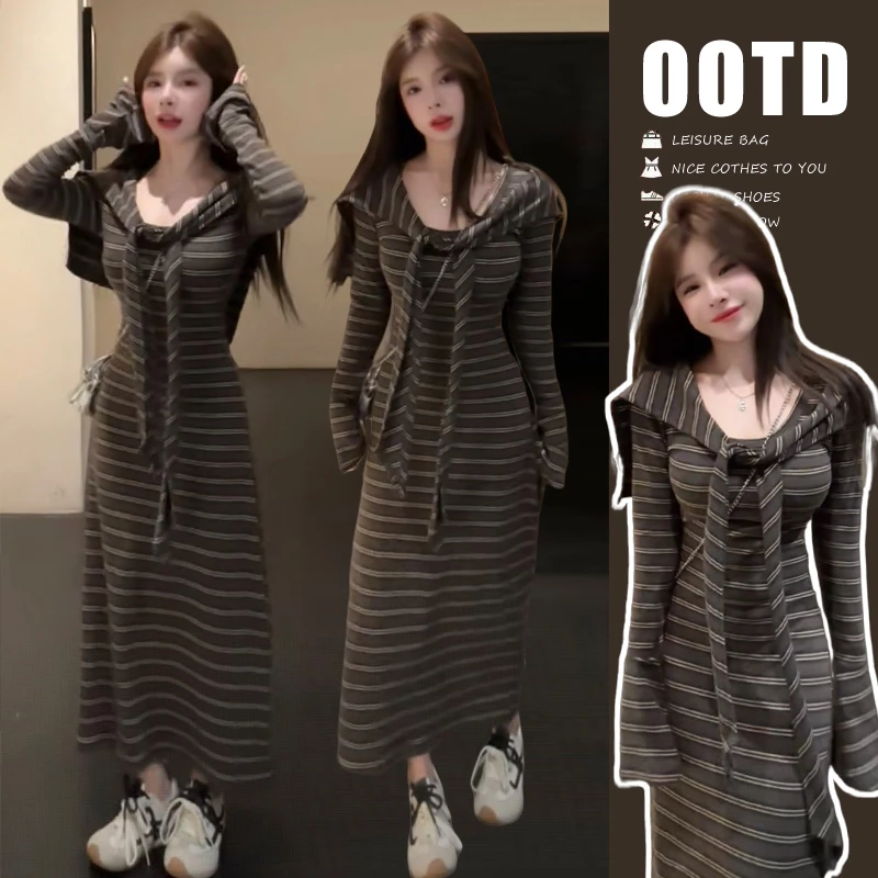 时髦孕妇装新款显瘦时尚百搭宽松显瘦减龄洋气披肩拼连衣裙两件套