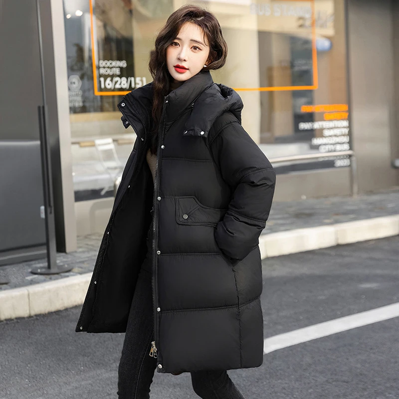 聚衣堂女中长款冬季新款韩版休闲立领大码加厚保暖面包服潮瑜伽服