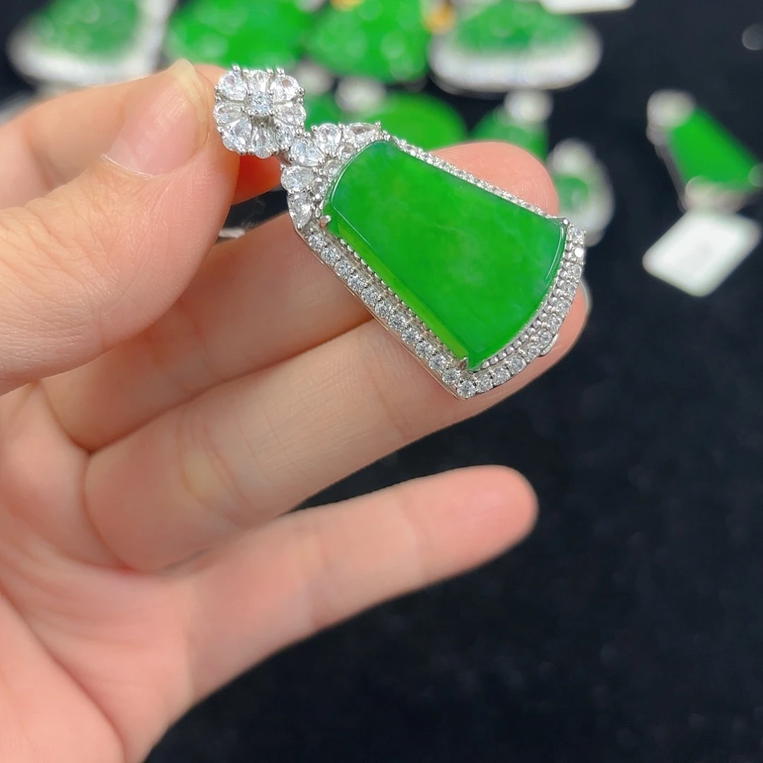 翡翠银S925镶嵌吊坠(不含链)