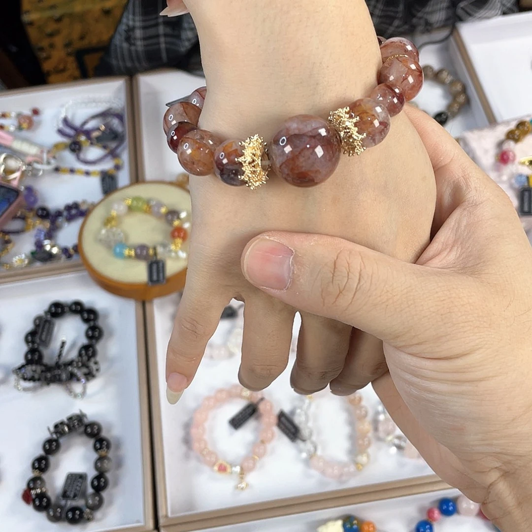 水晶手链银S925镀金镶嵌