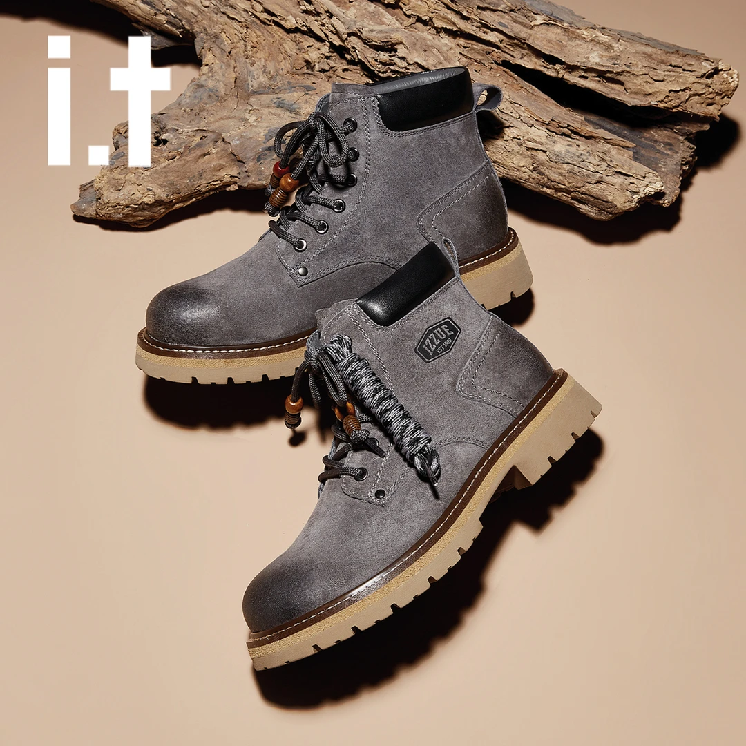 【it izzue】香港潮牌男鞋马丁靴防水真皮防滑冬季高帮工装男大黄靴