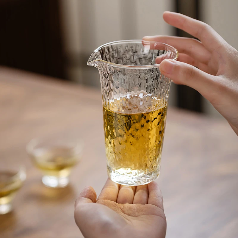 200ml锤纹公道杯茶道高档纯手工高硼硅透明玻璃耐冷耐热可明火