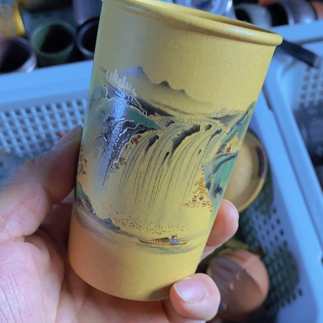 茶杯绿泥紫砂紫砂