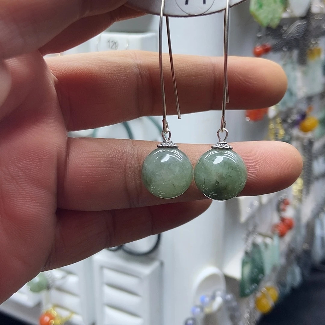 银S925镶嵌发晶耳饰品质珠宝